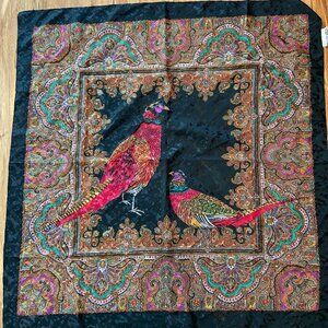 Vintage Units Scarf Pheasants 100% rayon 36 x 36"